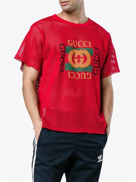 gucci mesh shirt red|gucci t shirt men price.